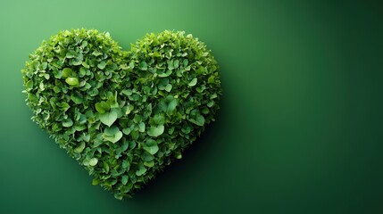 Heart Shaped Green Leaf Cluster Representing Environmental Awareness for World Earth Day Celebration with Natural Elements and Sustainability Themes
