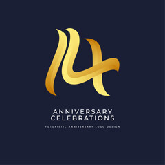 14 years anniversary celebrations logo concept