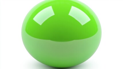 Bright Green Glossy Sphere on White Background