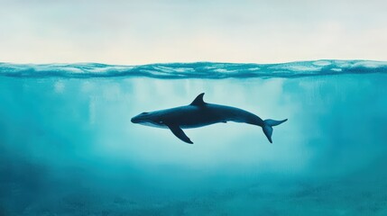 Fototapeta premium Elegant Dolphin Swimming Beneath the Water Surface