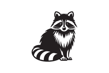 Fototapeta premium Raccoon vector silhouette isolated in white background