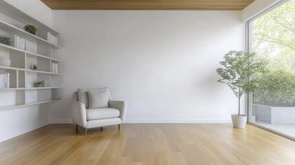 Fototapeta premium Bright and airy living room with minimalist design and natural light
