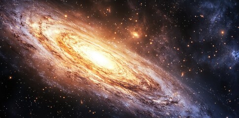 Fototapeta premium Majestic Spiral Galaxy Illuminated In Cosmic Dust