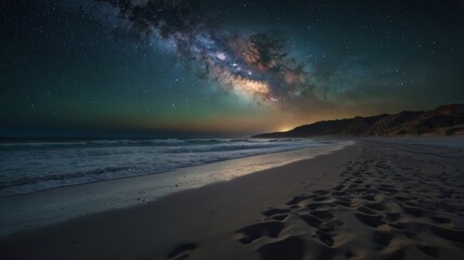 Milky Way's Embrace: Night Sky Over Coastal Sands