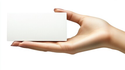 Woman's Hand Holding Blank White Card Studio Shot