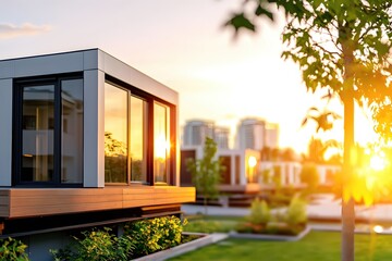 Modern House Sunset Golden Hour Exterior Design Architecture Home