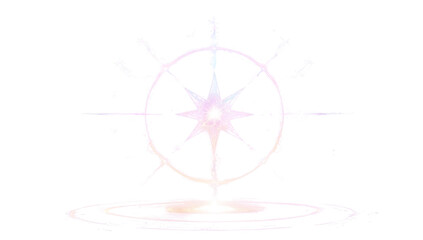 Glowing Mystical Compass Star with Ethereal Light Effect on Transparent Background, Fantasy Magic Symbol for UI, Tarot, and Astrology Designs
