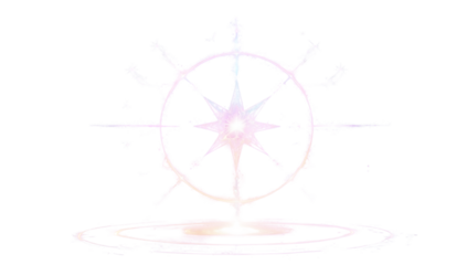 Glowing Mystical Compass Star with Ethereal Light Effect on Transparent Background, Fantasy Magic Symbol for UI, Tarot, and Astrology Designs
