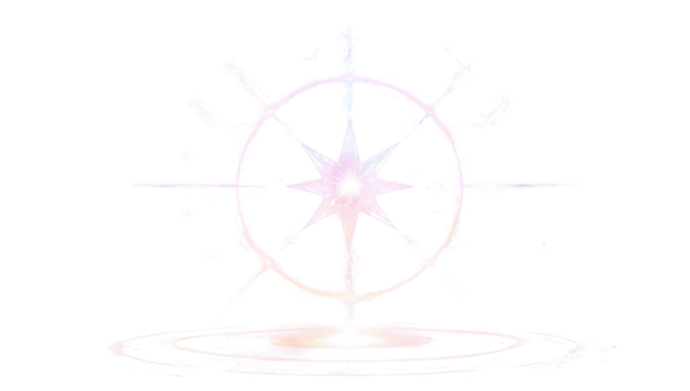 Glowing Mystical Compass Star with Ethereal Light Effect on Transparent Background, Fantasy Magic Symbol for UI, Tarot, and Astrology Designs