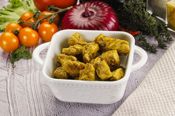 Indian cuisine curry chicken fillet