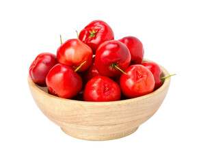 red cherries in a bowl isolated