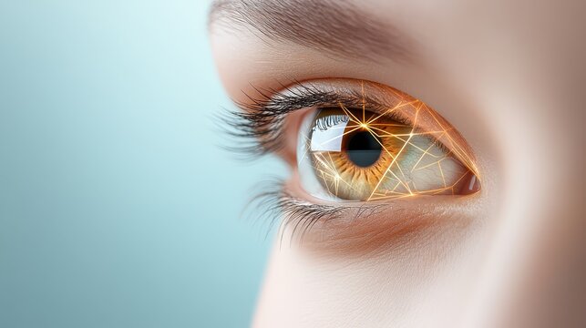 Futuristic biometric eye scan, digital technology for security and identification