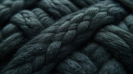 Closeup of dark braided rope texture