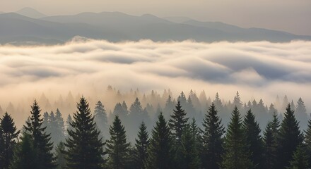 Fototapeta premium Dreamscape of Rolling Mist Generative AI
