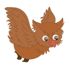 Flying Owl Watching Down Majestic Bird Vector Illustration.