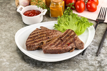 Delicus grilled beef steak with sauce
