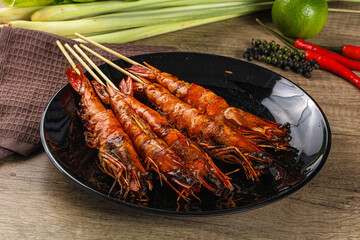 Tasty grilled tiger prawn snack