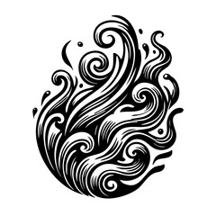 Fototapeta premium Stylized Fire and Water Elemental Swirls Illustration