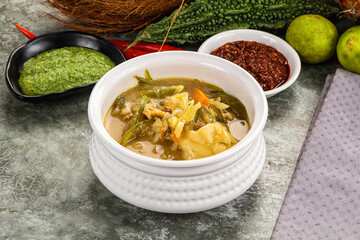 Chinese wonton soup with dumplings