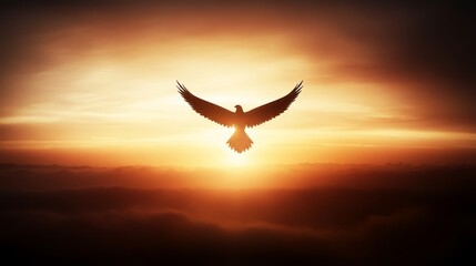Fototapeta premium Soaring Eagle Silhouette at Sunset, Divine Flight