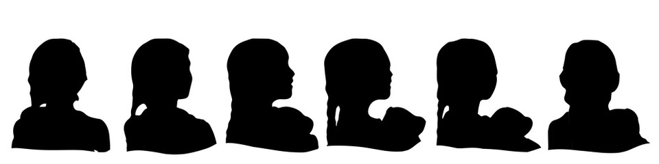 Conceptual human head isolated on white background as abstract avatar as a set or collection banner for social design concept. Human closeup anonymous faces head shot for human character illustration