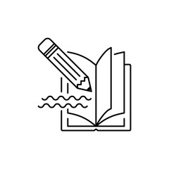 Outline Book and Pencil icon, symbolizing education and study.