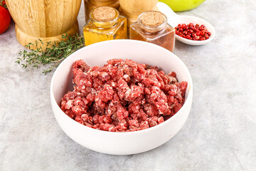 Raw beef minced meat for cooking