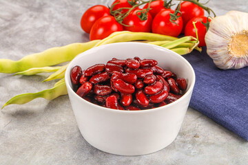 Canned red bean in the bowl