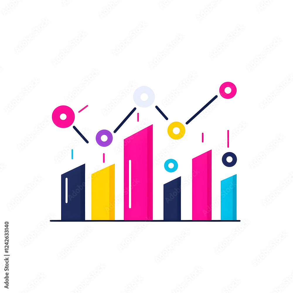 Poster colorful data visualization with graphs and charts for reports