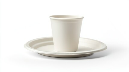 White Paper Cup on a Small White Paper Plate