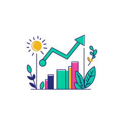Colorful Growth Chart with Sun and Leaves in Minimalist Style