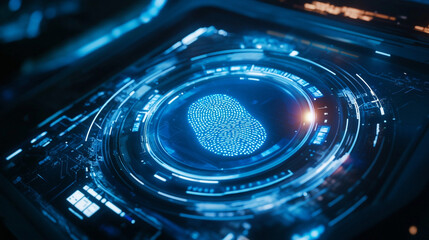 Holographic digital globe with glowing blue data points floating in a futuristic cyber interface, representing global connectivity and technology