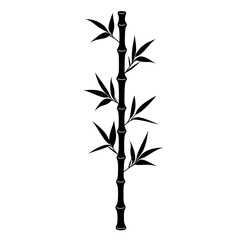 Fototapeta premium Black and White Bamboo Illustration with Leaves and Stems Design