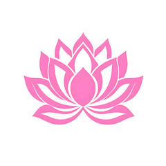 Pink Lotus Flower Symbol on a Solid Background for Design Elements