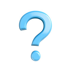 Bright blue 3d question mark, isolated on a transparent background