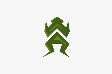 Simple minimalist green frog logo 
