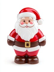 Chocolate Santa Claus Figurine on White - Festive chocolate Santa, Christmas joy, sweet treat, holiday spirit, winter celebration.