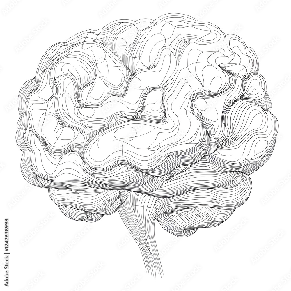Poster abstract representation of a brain with intricate line design
