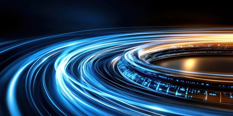 Dynamic blue light abstract scene futuristic environment digital art vibrant composition high-tech design