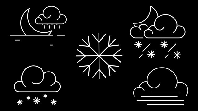 Winter And  Snow Weather Line Icons