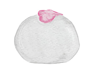 水彩で描いた和菓子の桜饅頭のシンプルな日本のイラスト素材
