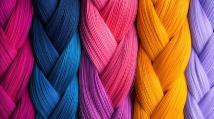 Vibrant braided hair display studio photography colorful background