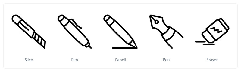 A set of 5 design icons as slice, pen, pencil