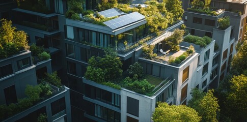 A modern green building with a focus on sustainability and innovative architecture in an urban environment.