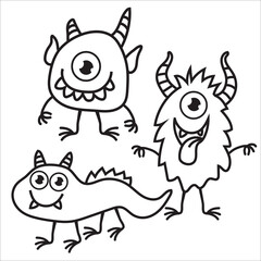 Funny stick  figure monster vector cartoon illustration