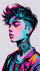 Fototapeta premium young man with tattoo on face