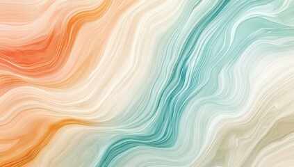 Fototapeta premium Abstract Swirls in Coral and Aqua: A mesmerizing abstract art piece with swirling, fluid lines in hues of coral and aqua, creating a dynamic and visually captivating backdrop. 