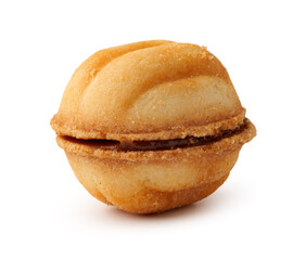 Sweet waffle coated in chopped nuts, perfect for a delicious treat or dessert option during any time of the day
