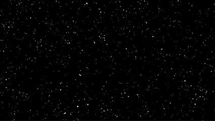 Chaotic white bokeh on a black background, light spots texture, abstraction, falling snow. 