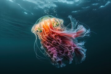 Fototapeta premium Stunning Underwater Jellyfish in Vibrant Colors
